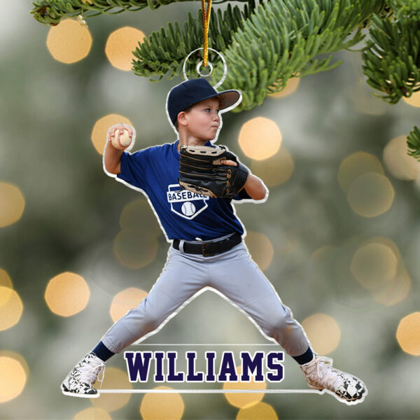 Personalized Photo Baseball Ornament - Gift For Baseball Lover - Custom Photo Baseball Kid Players - Image 3