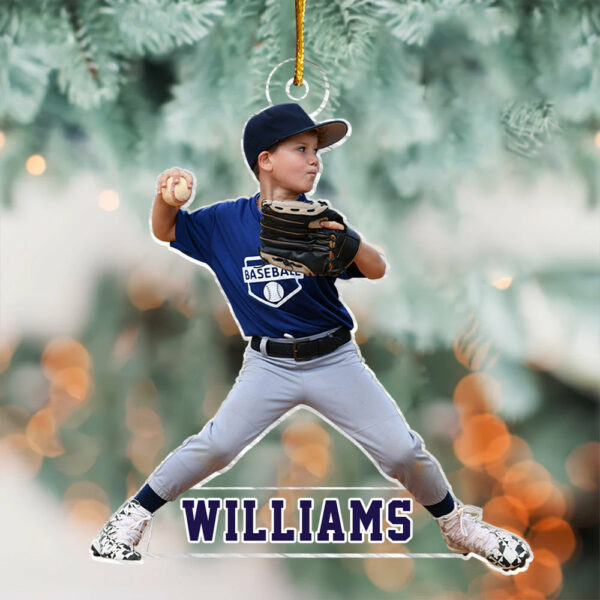 Personalized Photo Baseball Ornament - Gift For Baseball Lover - Custom Photo Baseball Kid Players - Image 2