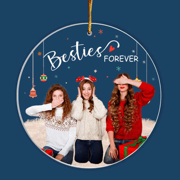 Personalized Photo Besties Forever Circle Acrylic Ornament - Image 3