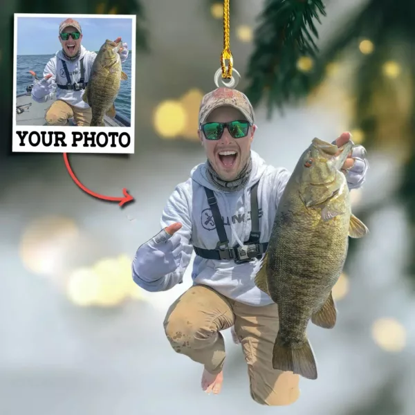 Personalized Photo Ornament Gift For Fishing Lovers - Custom Upload Photo Fisherman - Image 2