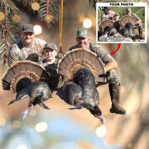 Personalized Photo Wildlife Hunting Turkey Ornament - Hunting Christmas Ornaments Gift For Hunter - Personalized Hunting Christmas Ornaments Gift For Hunting Lovers - Image 4
