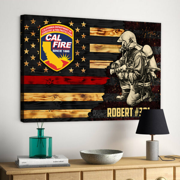 Personalized Poster Canvas For Firefighter Custom Logo Name Number Poster Canvas For Firefighter Half Thin Red Line Fireman H2511 - Image 6