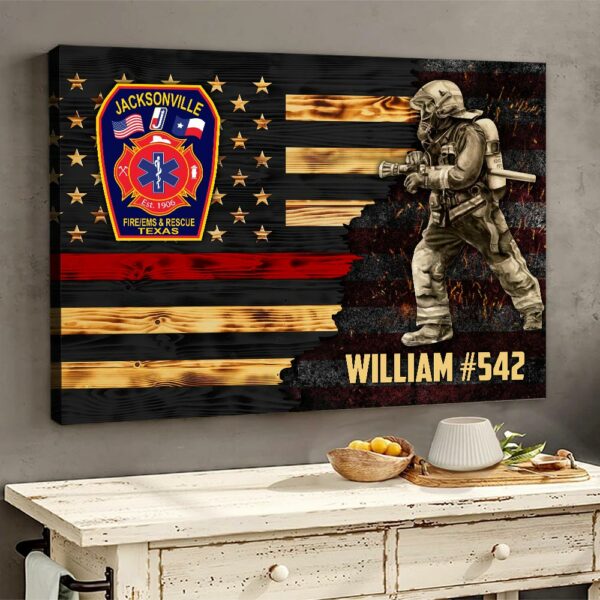 Personalized Poster Canvas For Firefighter Custom Logo Name Number Poster Canvas For Firefighter Half Thin Red Line Fireman H2511 - Image 3