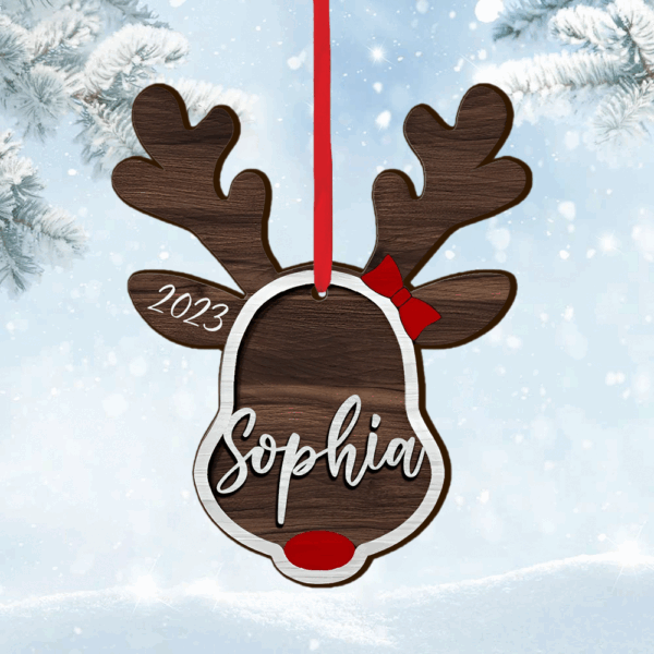 Personalized Reindeer's Family 2024 Ornament, Personalized Wooden Ornaments, Custom Christmas Gifts For Family - Image 3