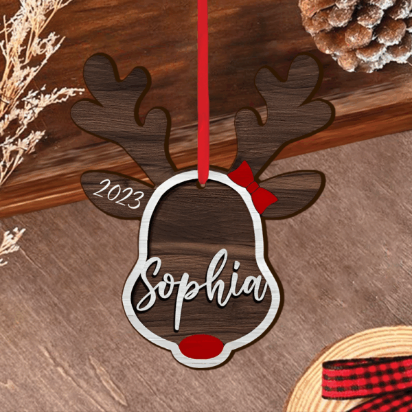 Personalized Reindeer's Family 2024 Ornament, Personalized Wooden Ornaments, Custom Christmas Gifts For Family