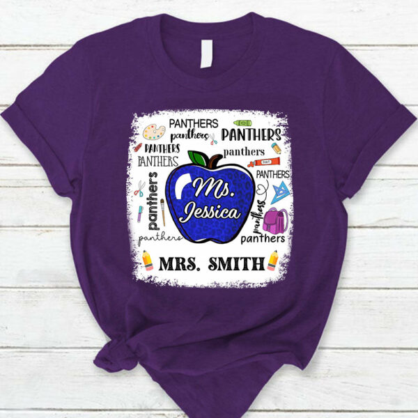 Personalized School Mascot Apple Custom Name T-Shirt - Image 10