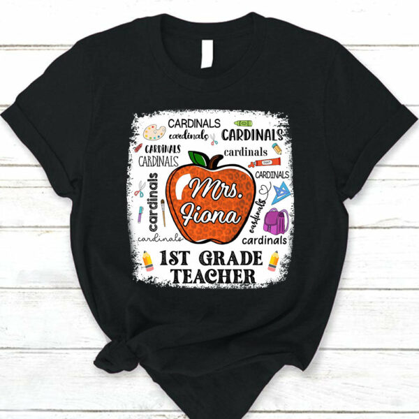 Personalized School Mascot Apple Custom Name T-Shirt - Image 6