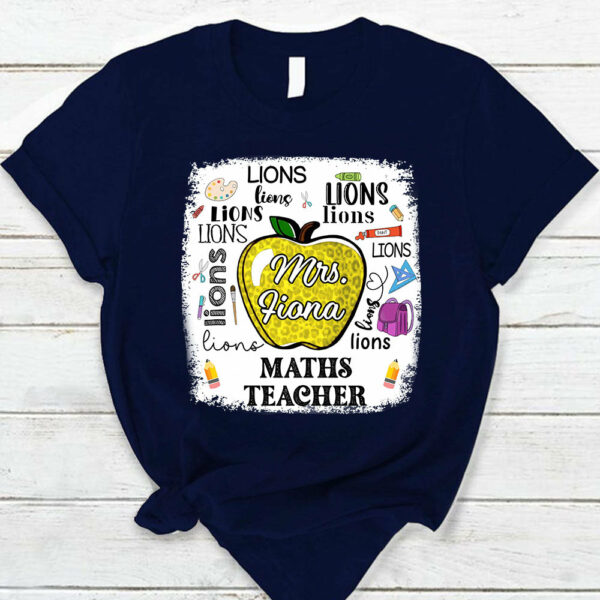 Personalized School Mascot Apple Custom Name T-Shirt - Image 8