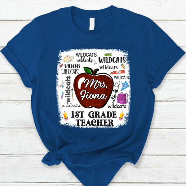 Personalized School Mascot Apple Custom Name T-Shirt - Image 9