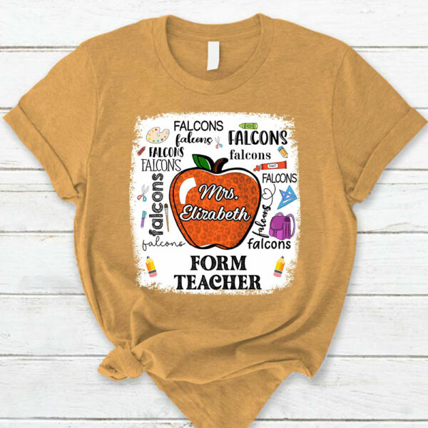 Personalized School Mascot Apple Custom Name T-Shirt - Image 5