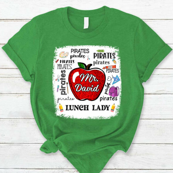 Personalized School Mascot Apple Custom Name T-Shirt - Image 4