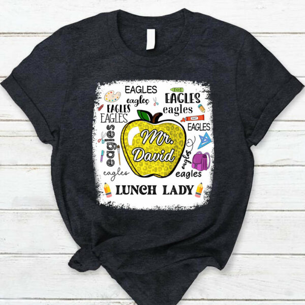 Personalized School Mascot Apple Custom Name T-Shirt - Image 7