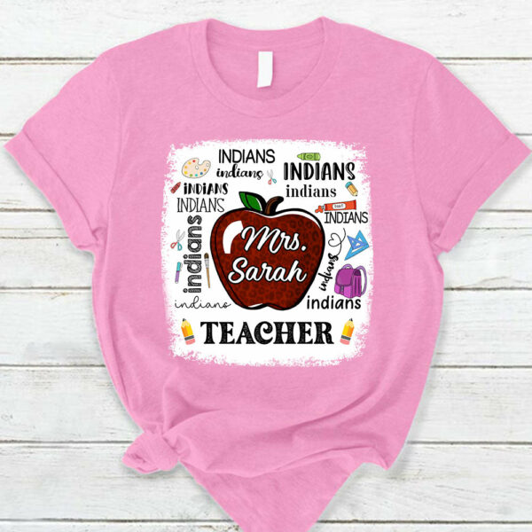 Personalized School Mascot Apple Custom Name T-Shirt - Image 3