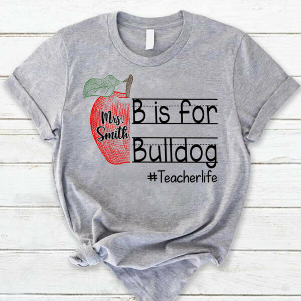Personalized School Mascot Custom Apple Name Teacher T-Shirt K1702 - Image 2