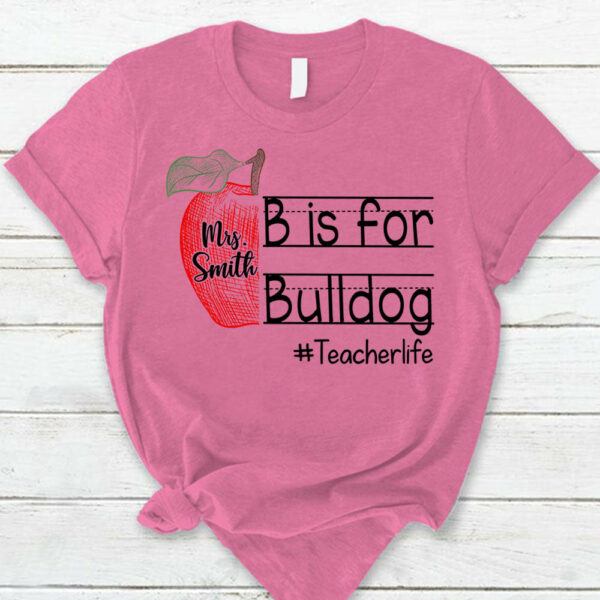 Personalized School Mascot Custom Apple Name Teacher T-Shirt K1702 - Image 4