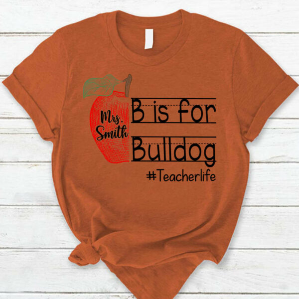 Personalized School Mascot Custom Apple Name Teacher T-Shirt K1702 - Image 5