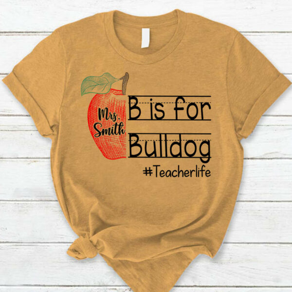 Personalized School Mascot Custom Apple Name Teacher T-Shirt K1702 - Image 3