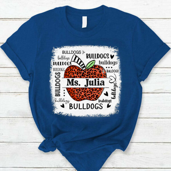 Personalized School Mascot Leopard Apple Custom Name T-Shirt Teacher Appreciation Gift - Image 6
