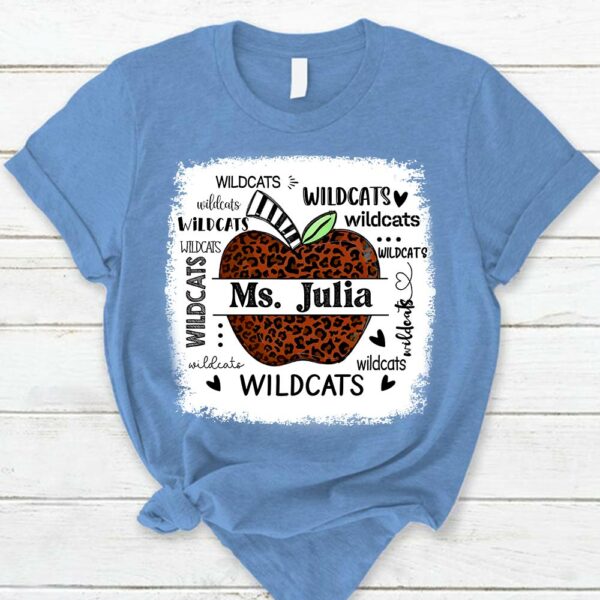 Personalized School Mascot Leopard Apple Custom Name T-Shirt Teacher Appreciation Gift - Image 8