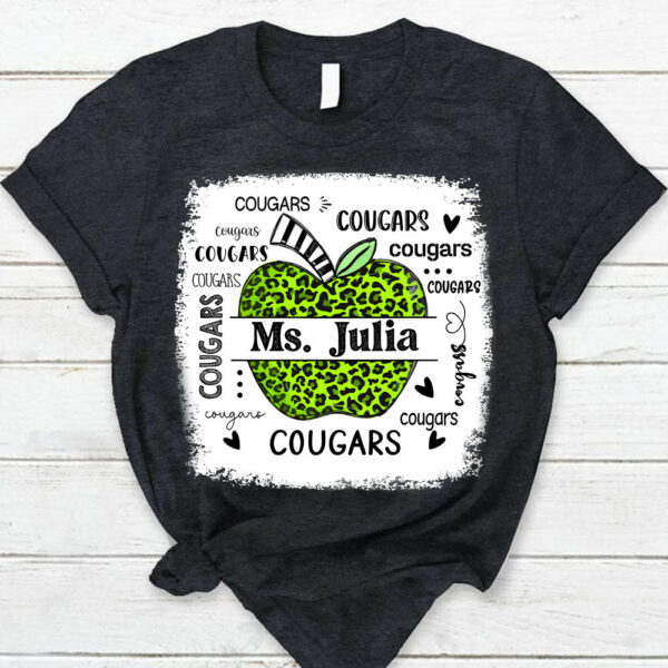 Personalized School Mascot Leopard Apple Custom Name T-Shirt Teacher Appreciation Gift - Image 9