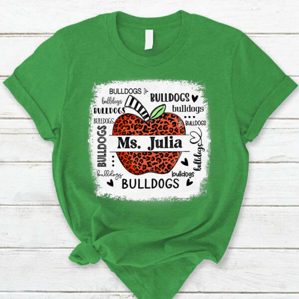 Personalized School Mascot Leopard Apple Custom Name T-Shirt Teacher Appreciation Gift - Image 5