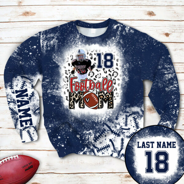 Personalized Shirt Football Mom Bleach Leopard All Over Print Shirt For Football Family Member Game Day Shirt H2511 - Image 6
