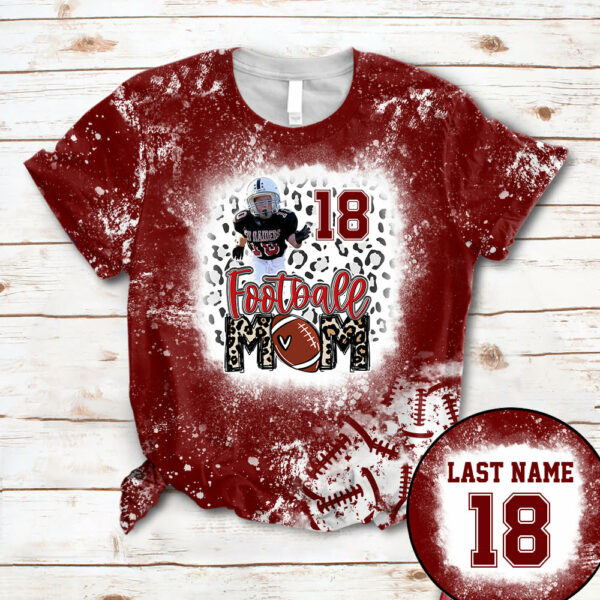 Personalized Shirt Football Mom Bleach Leopard All Over Print Shirt For Football Family Member Game Day Shirt H2511 - Image 4
