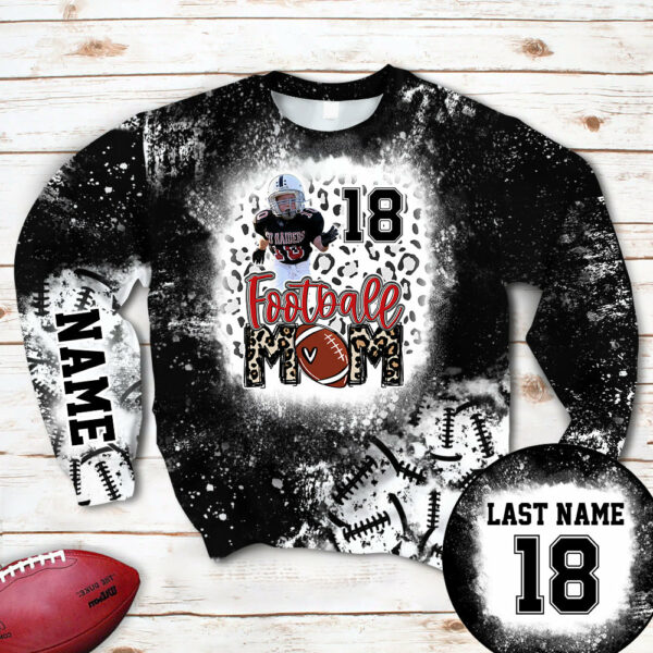 Personalized Shirt Football Mom Bleach Leopard All Over Print Shirt For Football Family Member Game Day Shirt H2511 - Image 5
