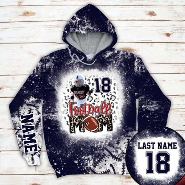 Personalized Shirt Football Mom Bleach Leopard All Over Print Shirt For Football Family Member Game Day Shirt H2511 - Image 2