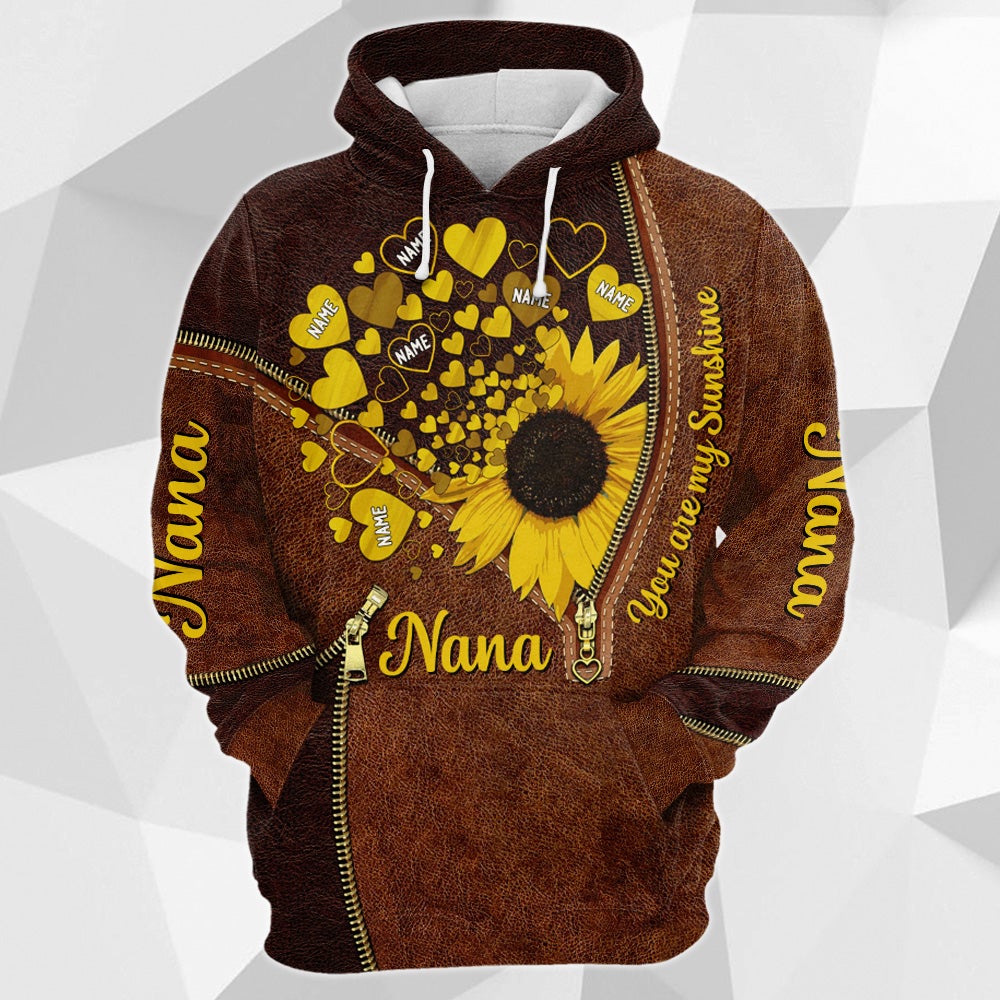Personalized Shirt Gift For Grandma - Custom Gifts For Grandmas - You Are My Sunshine Sunflower All Over Print Shirts For Nana