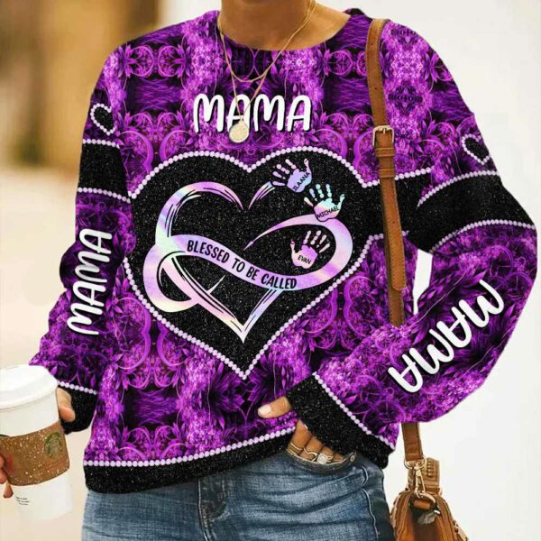 Personalized Shirt Gift For Grandmas - Blessed To Be Called Grandma Infinity Heart Handprints 3D Shirt - Grandma With Grandkids Name All Over Print Shirts - Image 8