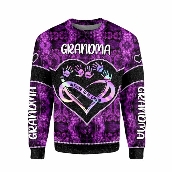 Personalized Shirt Gift For Grandmas - Blessed To Be Called Grandma Infinity Heart Handprints 3D Shirt - Grandma With Grandkids Name All Over Print Shirts - Image 4