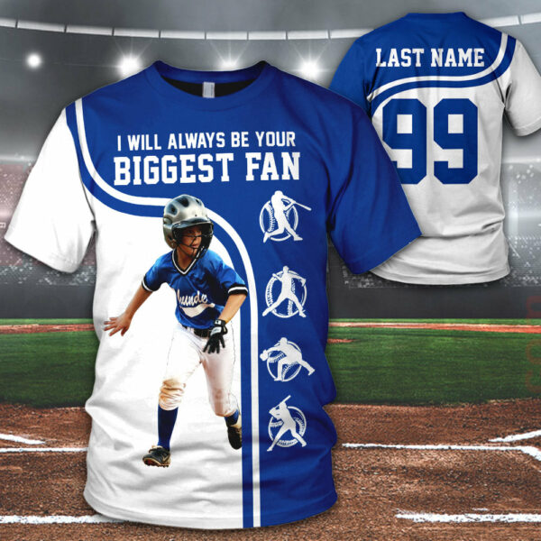 Personalized Shirt I Will Always Be Your Biggest Fan All Over Print Shirt For Baseball Mom Grandma Sport Family H2511 - Image 2