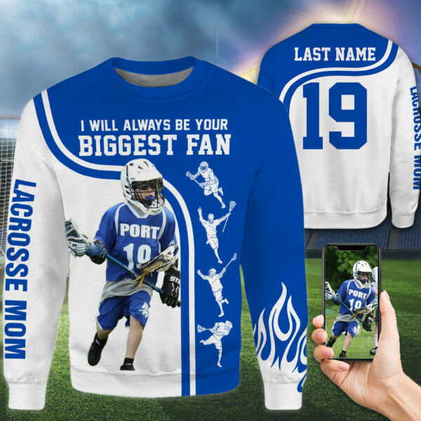Personalized Shirt I Will Always Be Your Biggest Fan All Over Print Shirt For Lacrosse Mom Dad Grandma Sport Family H2511 - Image 2