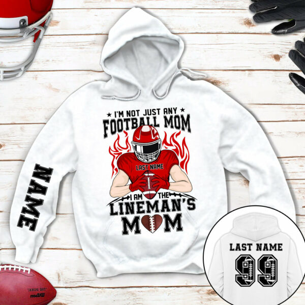 Personalized Shirt I'm Not Just Any Football Mom I Am The Lineman's Mom Over Print Shirt For Team Fan Football Family Member H2511 - Image 2