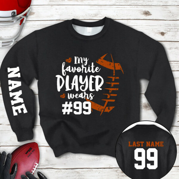 Personalized Shirt My Favorite Player Wears Football Number All Over Print Shirt For Football Mom Grandma Family Member Game Day Shirt H2511 - Image 16