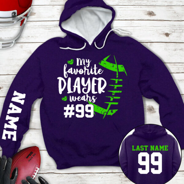 Personalized Shirt My Favorite Player Wears Football Number All Over Print Shirt For Football Mom Grandma Family Member Game Day Shirt H2511 - Image 6