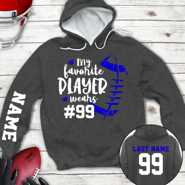 Personalized Shirt My Favorite Player Wears Football Number All Over Print Shirt For Football Mom Grandma Family Member Game Day Shirt H2511 - Image 2