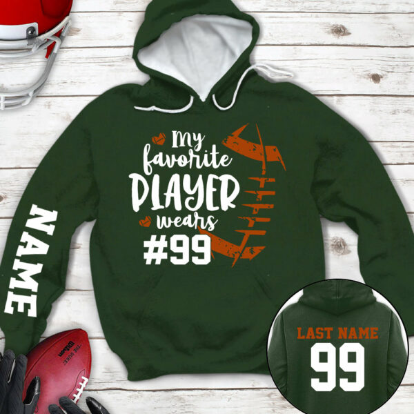 Personalized Shirt My Favorite Player Wears Football Number All Over Print Shirt For Football Mom Grandma Family Member Game Day Shirt H2511 - Image 3