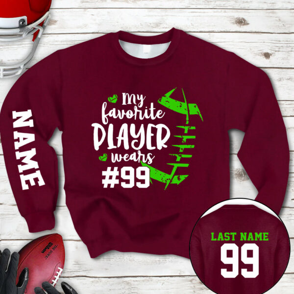 Personalized Shirt My Favorite Player Wears Football Number All Over Print Shirt For Football Mom Grandma Family Member Game Day Shirt H2511 - Image 19