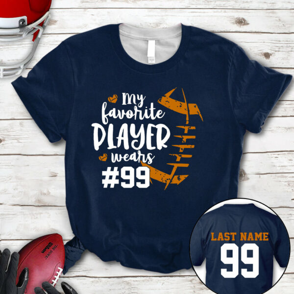 Personalized Shirt My Favorite Player Wears Football Number All Over Print Shirt For Football Mom Grandma Family Member Game Day Shirt H2511 - Image 9