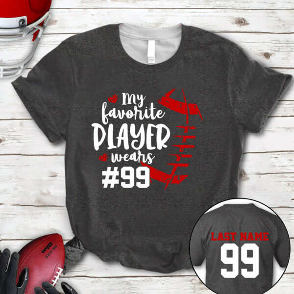 Personalized Shirt My Favorite Player Wears Football Number All Over Print Shirt For Football Mom Grandma Family Member Game Day Shirt H2511 - Image 15