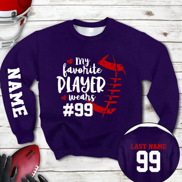 Personalized Shirt My Favorite Player Wears Football Number All Over Print Shirt For Football Mom Grandma Family Member Game Day Shirt H2511 - Image 20