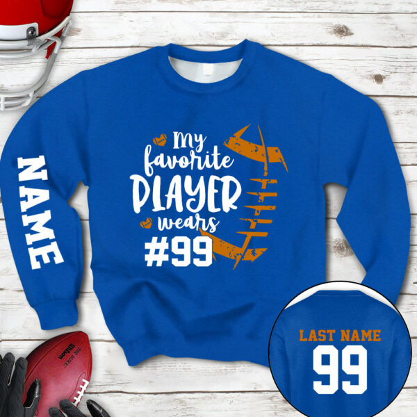 Personalized Shirt My Favorite Player Wears Football Number All Over Print Shirt For Football Mom Grandma Family Member Game Day Shirt H2511 - Image 21