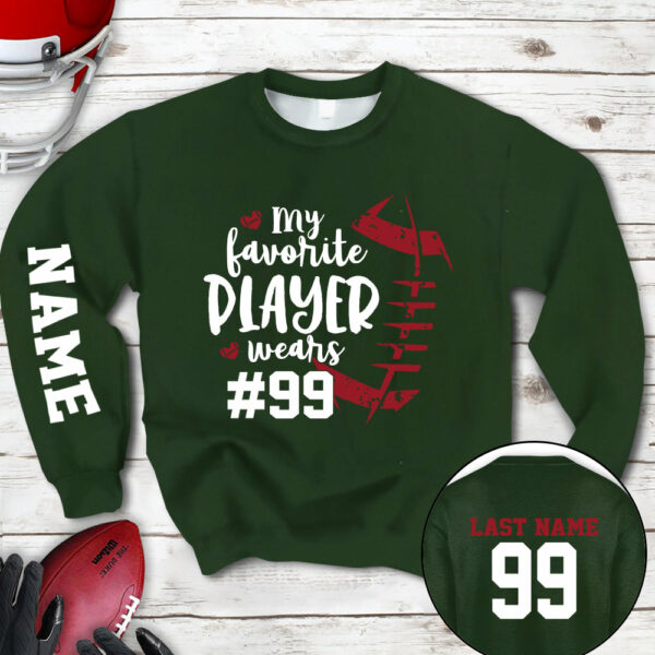 Personalized Shirt My Favorite Player Wears Football Number All Over Print Shirt For Football Mom Grandma Family Member Game Day Shirt H2511 - Image 18