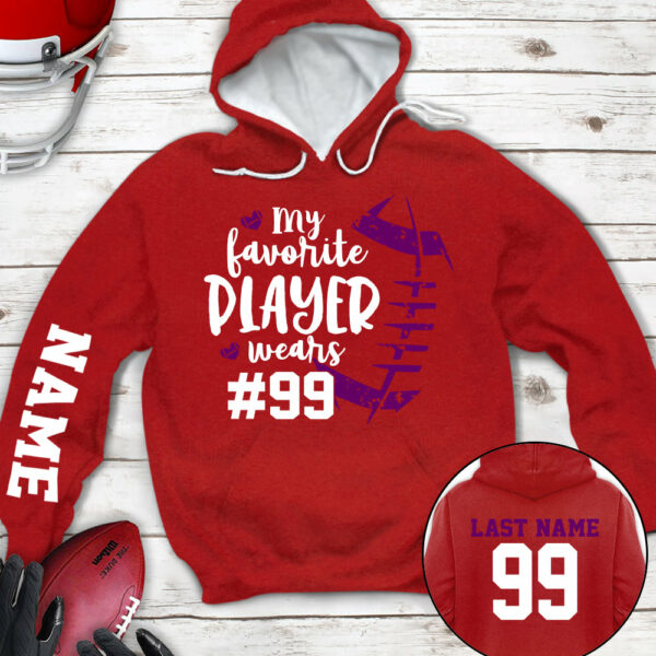 Personalized Shirt My Favorite Player Wears Football Number All Over Print Shirt For Football Mom Grandma Family Member Game Day Shirt H2511 - Image 7