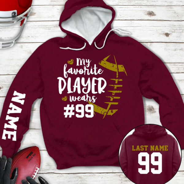 Personalized Shirt My Favorite Player Wears Football Number All Over Print Shirt For Football Mom Grandma Family Member Game Day Shirt H2511 - Image 4