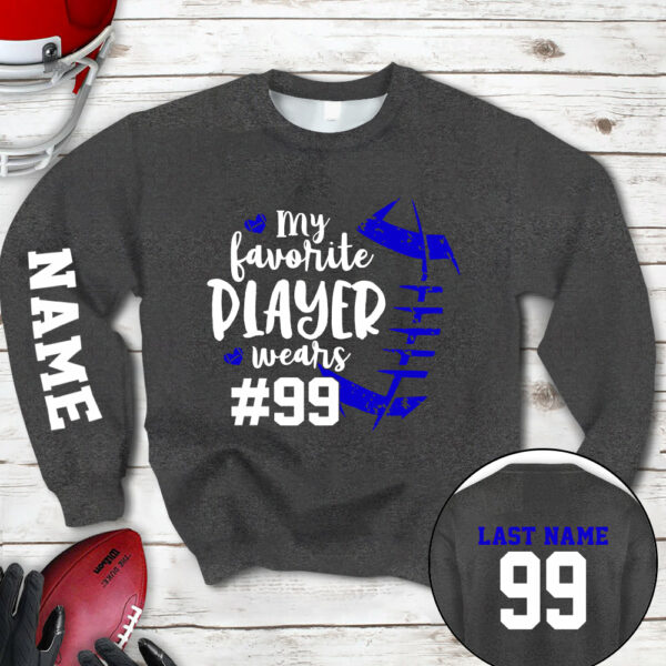 Personalized Shirt My Favorite Player Wears Football Number All Over Print Shirt For Football Mom Grandma Family Member Game Day Shirt H2511 - Image 17