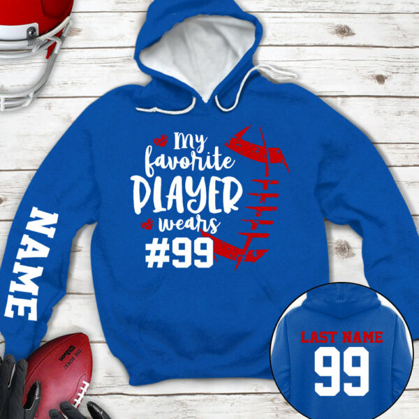Personalized Shirt My Favorite Player Wears Football Number All Over Print Shirt For Football Mom Grandma Family Member Game Day Shirt H2511 - Image 8