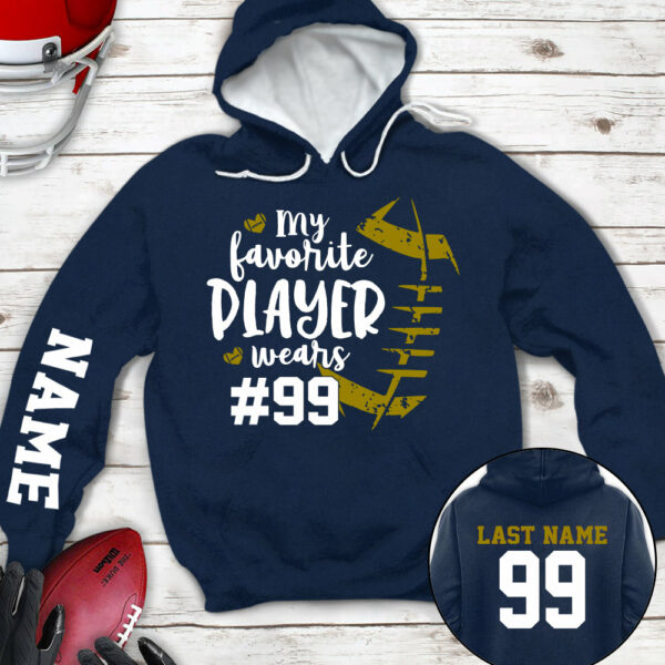 Personalized Shirt My Favorite Player Wears Football Number All Over Print Shirt For Football Mom Grandma Family Member Game Day Shirt H2511 - Image 5